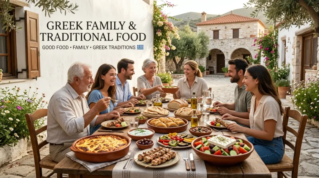 Greek Family & Traditional Food Captions