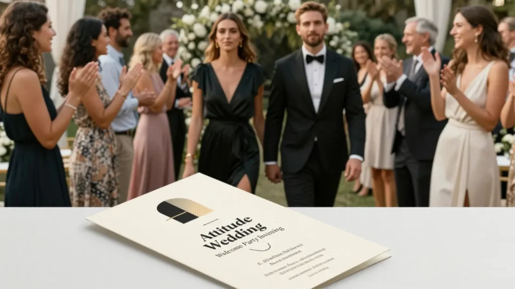 Attitude Wedding Welcome Party Invitation Wording
